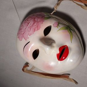 Vintage Hand Painted Lego Fine Quality Carnival Face Mask Pink Flower Design